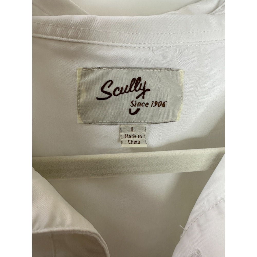 Scully Western Button Up Shirt Star Button Long Sleeve Large Country Mens White - Picture 4 of 15